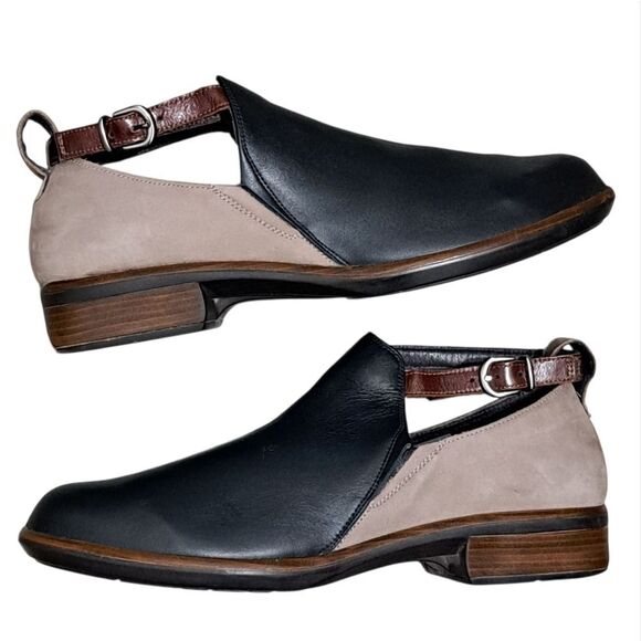 Naot Kamsin Cut Out Sleek Stylish Leather Suede Bootie Sz 41 Black/Stone Nubuck - Picture 9 of 17